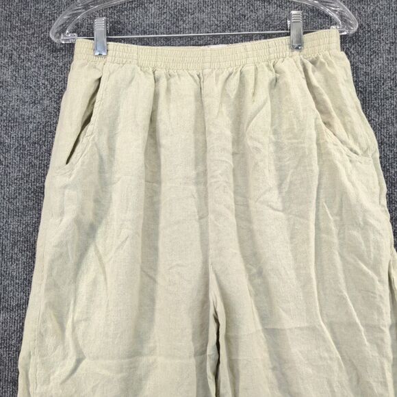 CTC Linens Womens Pull On Cropped Pants Green Medium Elastic Waist Made in USA - Picture 3 of 10